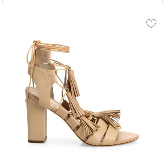 Loeffler Randall Tasseled Lace Up Leather Sandals Wheat Tan Size 8 - Picture 2 of 11